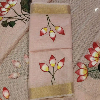Hand-Painted Pichwai Art On Light Weight Kota Doria Saree