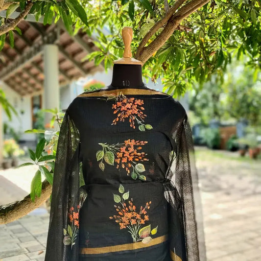 Graceful Black Kota Doria Suit Set