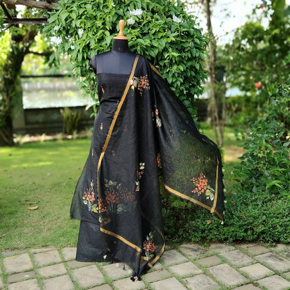 Graceful Black Kota Doria Suit Set