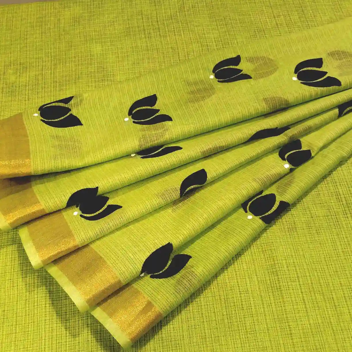 Grace In Every Line – Alpona Art On Breezy Kota Doria.\ Saree