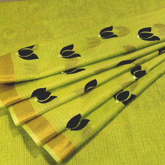 Grace In Every Line – Alpona Art On Breezy Kota Doria.\ Saree