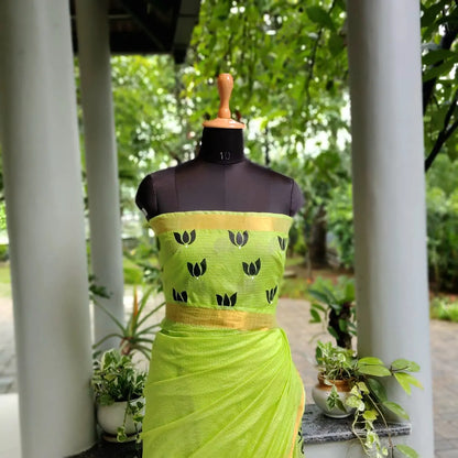 Grace In Every Line – Alpona Art On Breezy Kota Doria.\ Saree