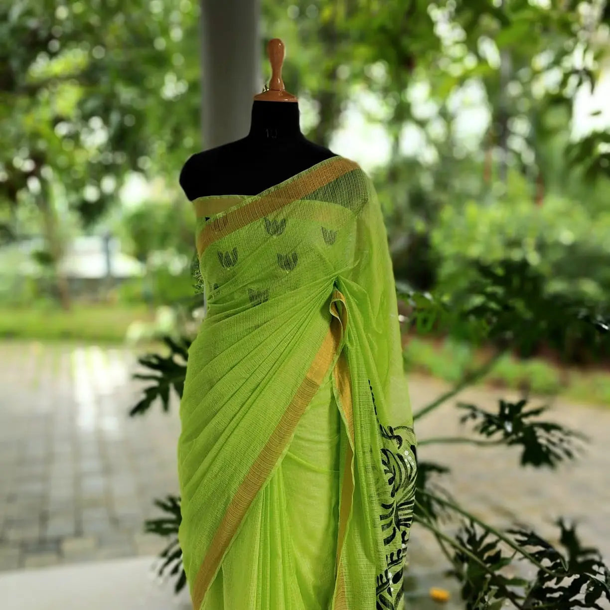 Grace In Every Line – Alpona Art On Breezy Kota Doria.\ Saree