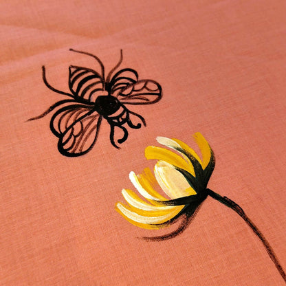 Bright Sunflowers Hand-Painted On Pure Cotton Kurti Fabric