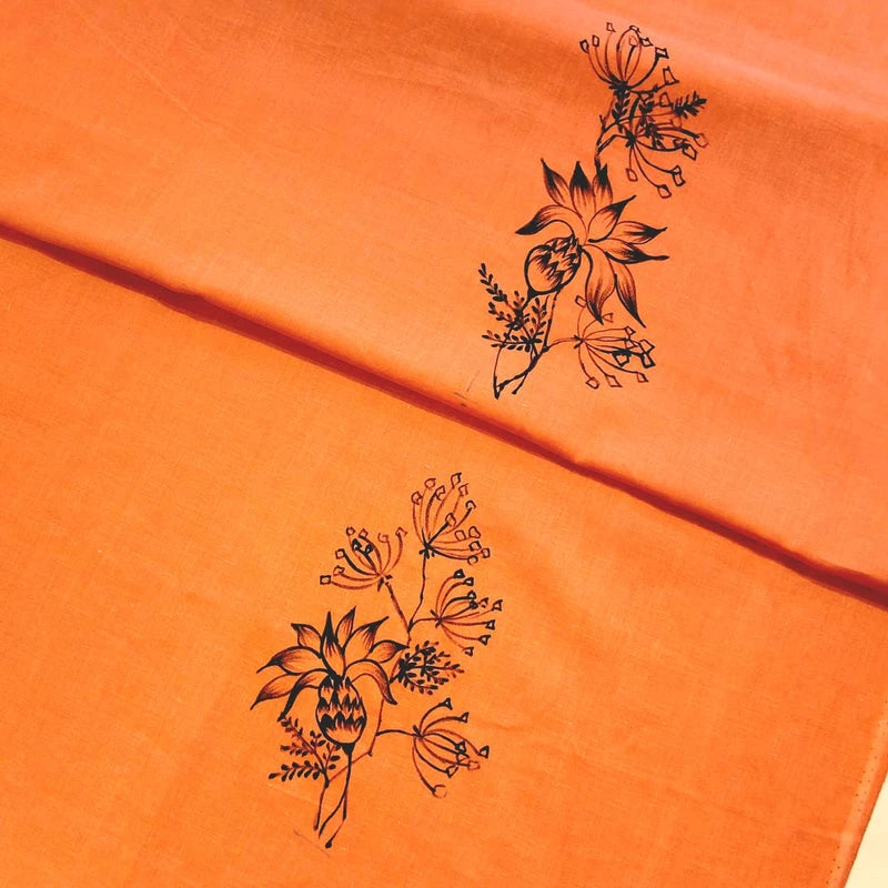 Elegant Hand-Painted Pure Cotton Kurti Featuring Delicate Line-Art Design.