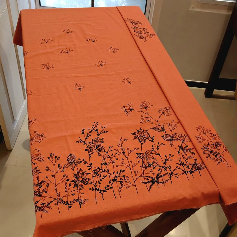 Elegant Hand-Painted Pure Cotton Kurti Featuring Delicate Line-Art Design.