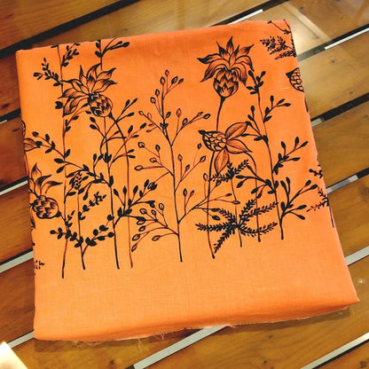 Elegant Hand-Painted Pure Cotton Kurti Featuring Delicate Line-Art Design.