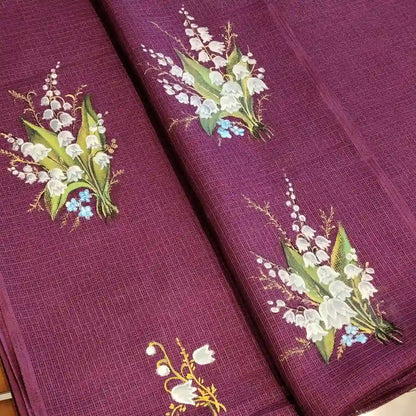 Sheer Elegance In This Hand-Painted Masterpiece On Kota silk