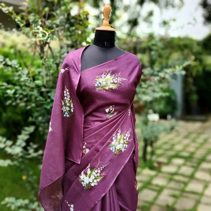 Sheer Elegance In This Hand-Painted Masterpiece On Kota silk