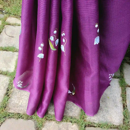 Sheer Elegance In This Hand-Painted Masterpiece On Kota silk