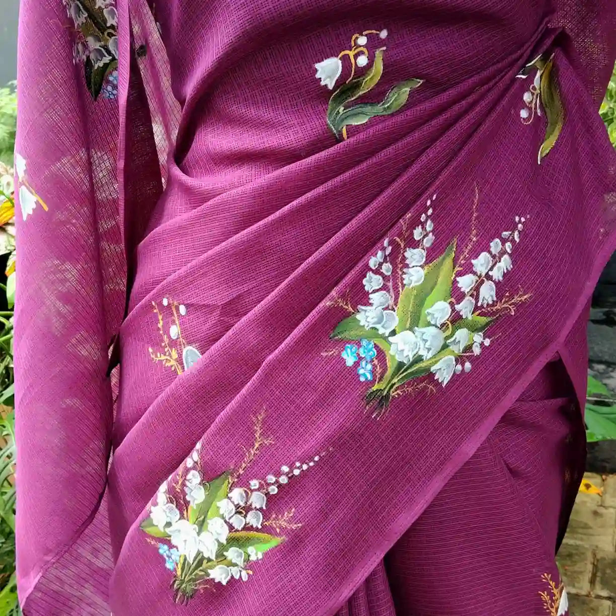 Sheer Elegance In This Hand-Painted Masterpiece On Kota silk