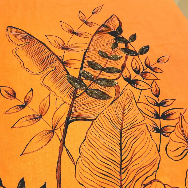 Breathable Pure Cotton Kurti With Graceful Hand-Drawn Line Art Accents