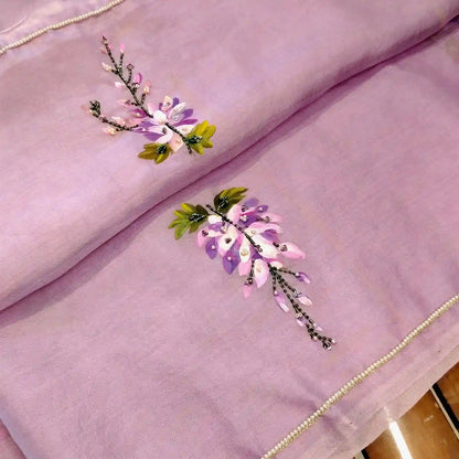 Sheer Elegance In Every Brushstroke—Hand-Painted Silk Organza Saree