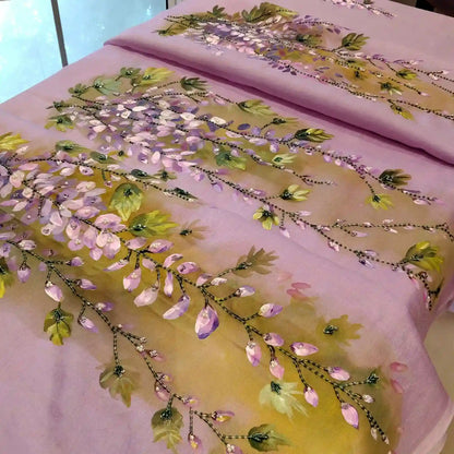 Sheer Elegance In Every Brushstroke—Hand-Painted Silk Organza Saree