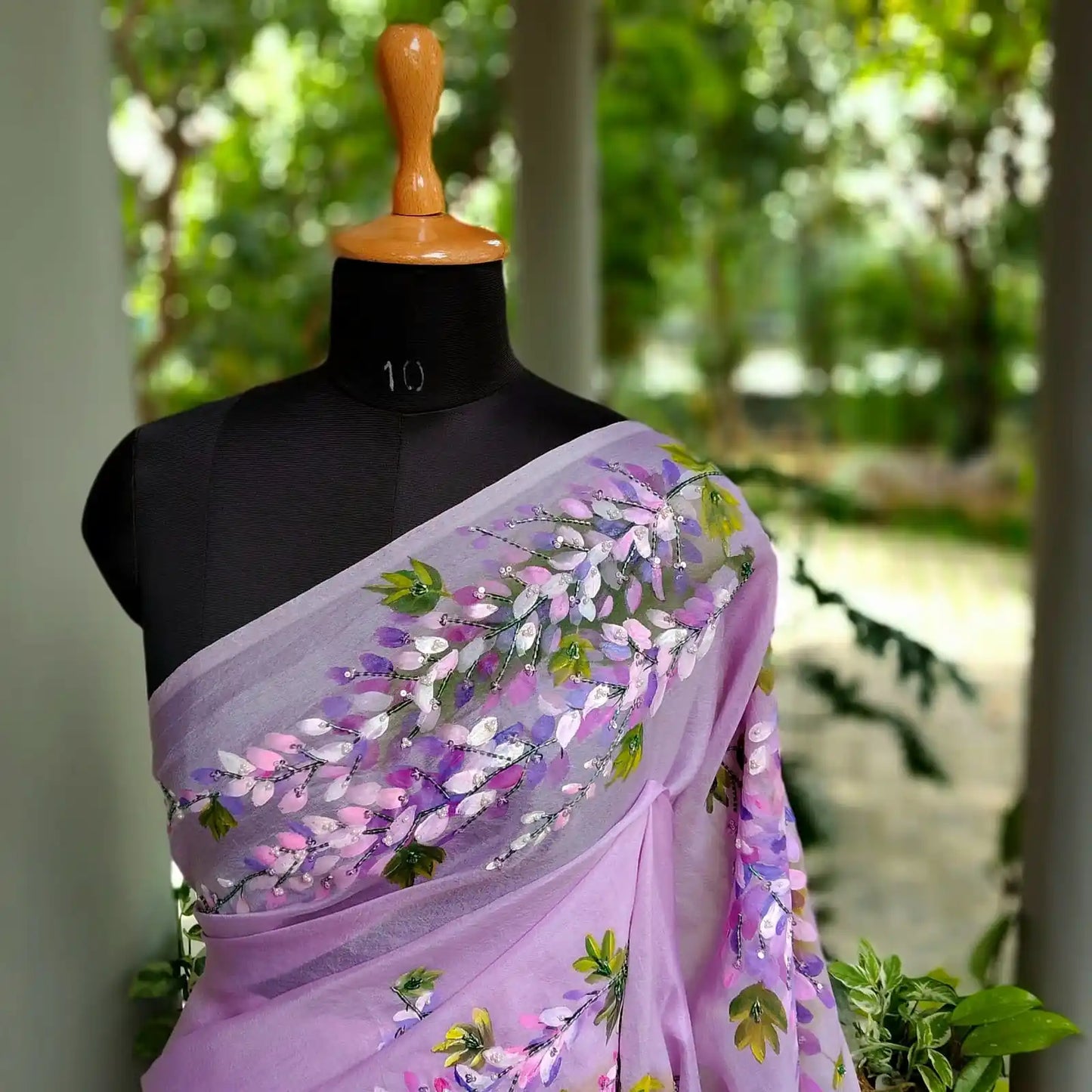 Sheer Elegance In Every Brushstroke—Hand-Painted Silk Organza Saree