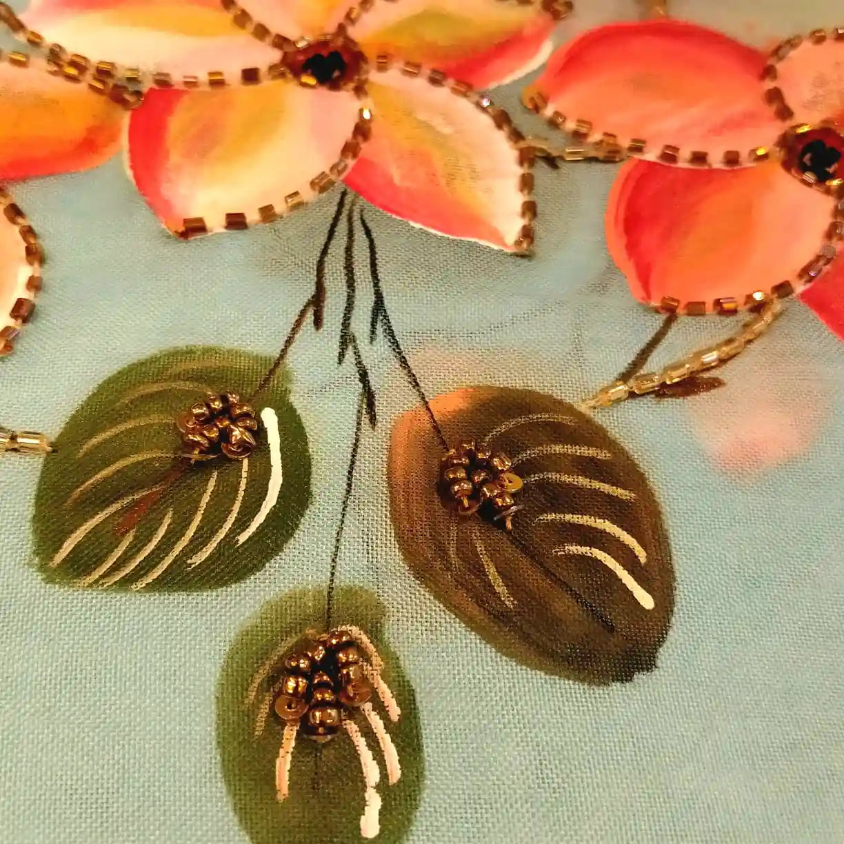 Dreamy Blue Silk Organza Saree With Plumeria Blossoms Painted For A Timeless Look