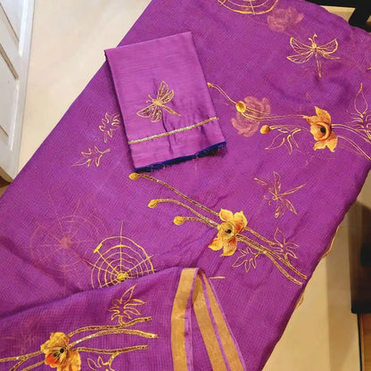 Pure Silk Kota Saree Adorned With Hand-Painted Finesse