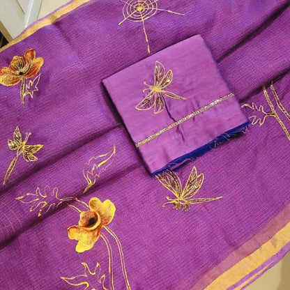 Pure Silk Kota Saree Adorned With Hand-Painted Finesse