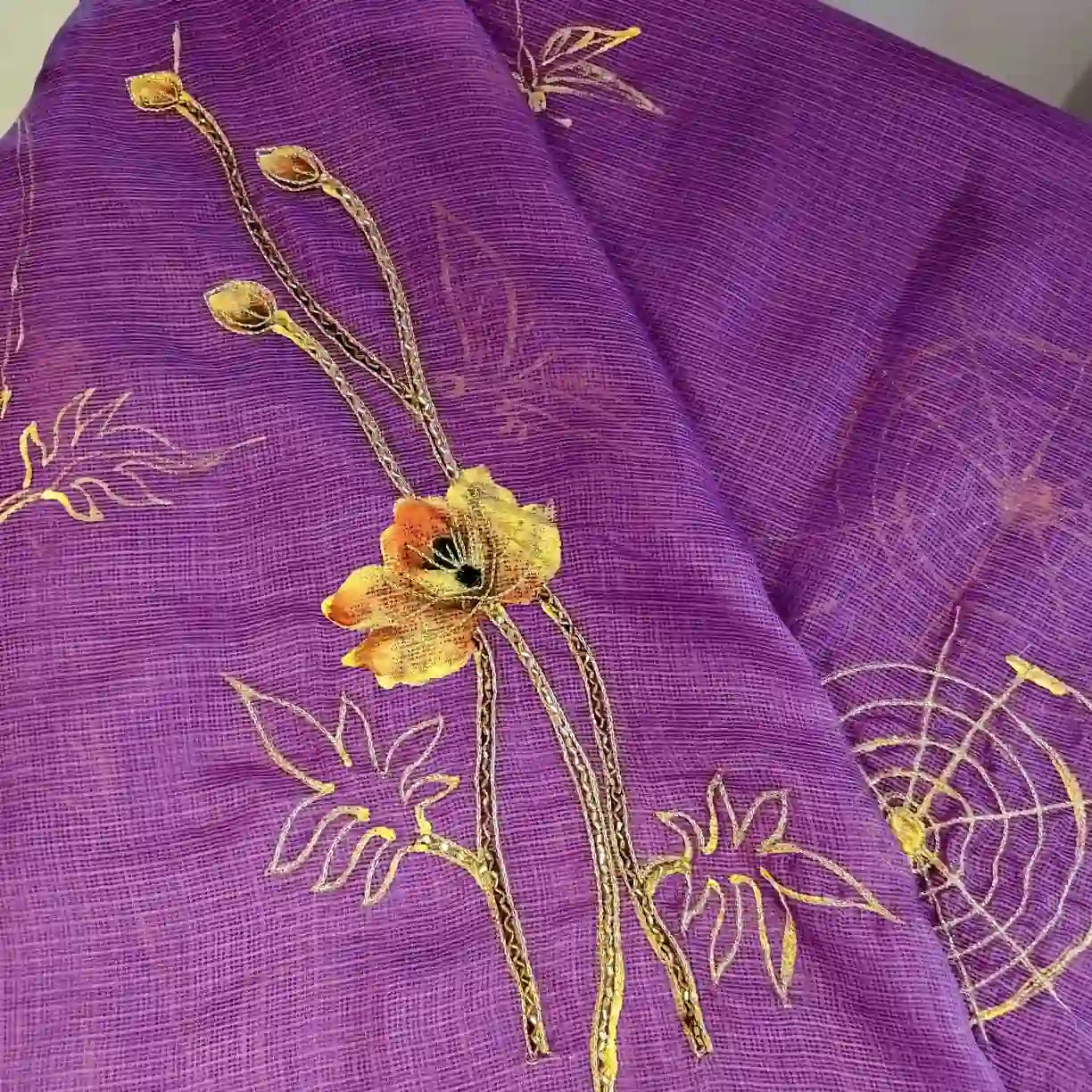 Pure Silk Kota Saree Adorned With Hand-Painted Finesse