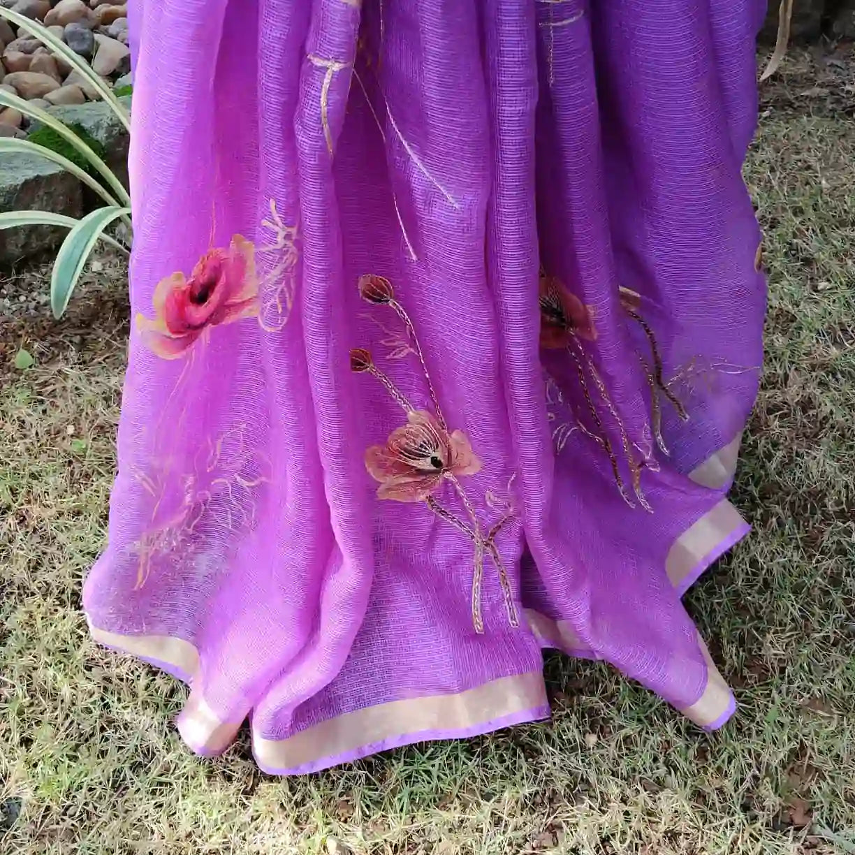 Pure Silk Kota Saree Adorned With Hand-Painted Finesse