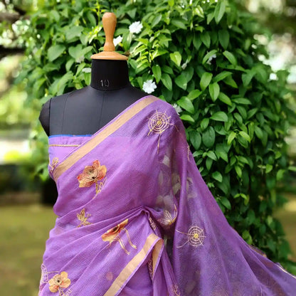 Pure Silk Kota Saree Adorned With Hand-Painted Finesse