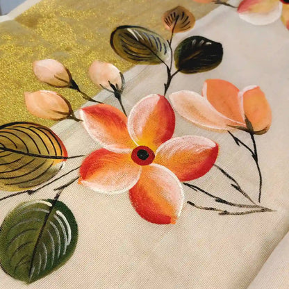 Graceful Kerala Saree With Hand-Painted Plumerias