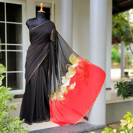 Gracefully Hand-Painted Elegance In Soft Mul Cotton Chanderi Saree