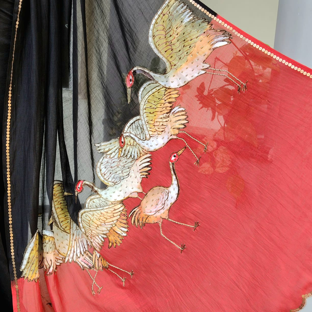 Gracefully Hand-Painted Elegance In Soft Mul Cotton Chanderi Saree