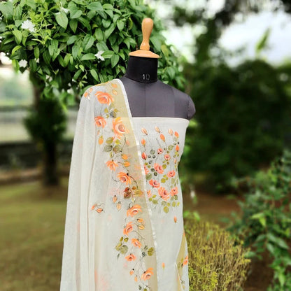 Gracefully Hand-Painted Linen Kurti Set With Artistic Charm