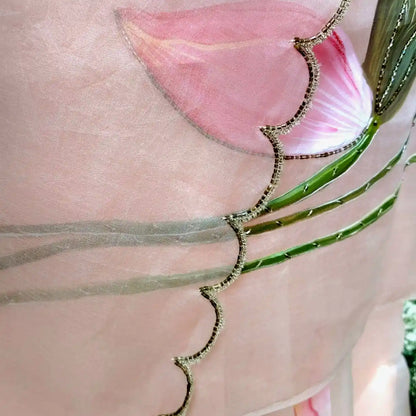 Delicately Hand-Painted Elegance On Silk Organza Saree