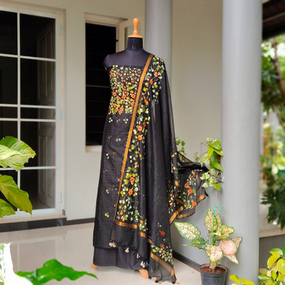 Grace In Black – Hand-Painted Kota Doria Set