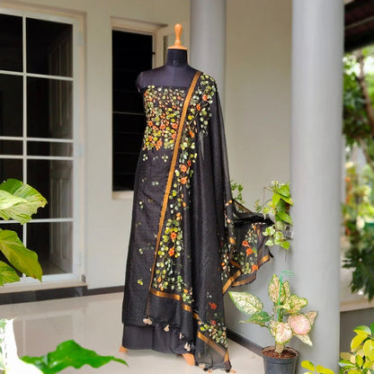 Grace In Black – Hand-Painted Kota Doria Set