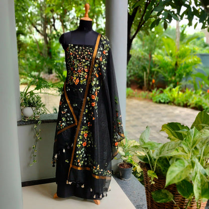Grace In Black – Hand-Painted Kota Doria Set