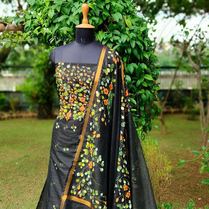 Grace In Black – Hand-Painted Kota Doria Set