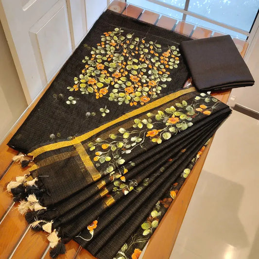 Grace In Black – Hand-Painted Kota Doria Set