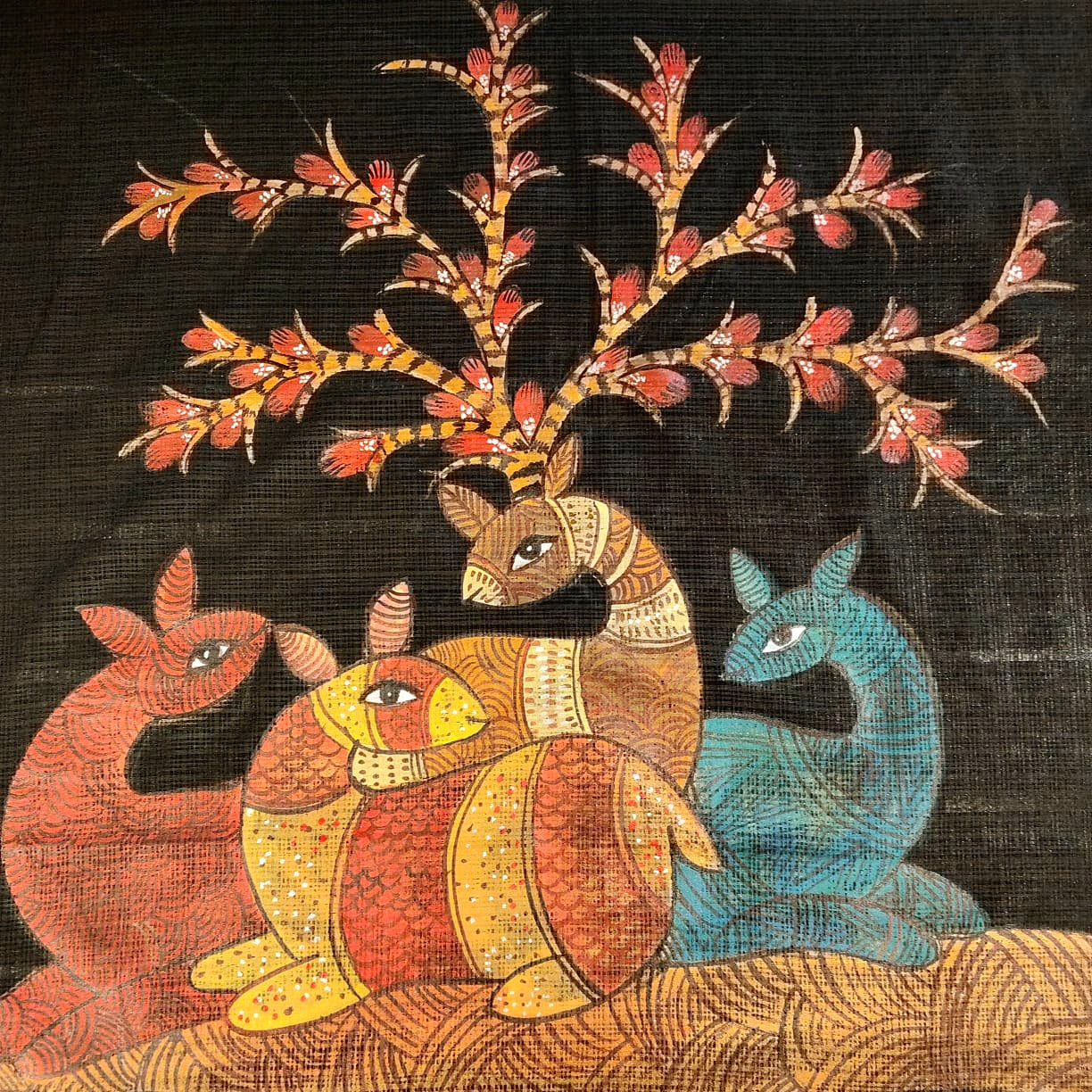 Hand -Painted Folk Art On Delicate Kota Doria Saree