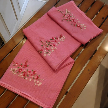 Gracefully Hand-Embroidered Pure Kota Fabric Saree