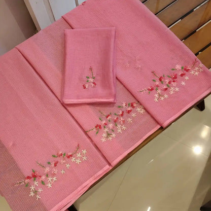 Gracefully Hand-Embroidered Pure Kota Fabric Saree