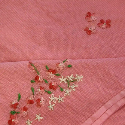 Gracefully Hand-Embroidered Pure Kota Fabric Saree