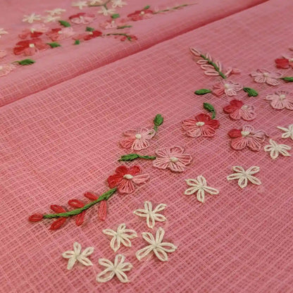 Gracefully Hand-Embroidered Pure Kota Fabric Saree