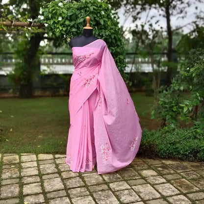 Gracefully Hand-Embroidered Pure Kota Fabric Saree