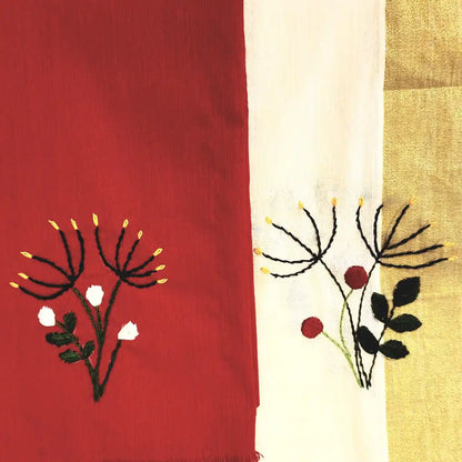 Elegant Hand-Embroidered Kerala Traditional Set Mundu