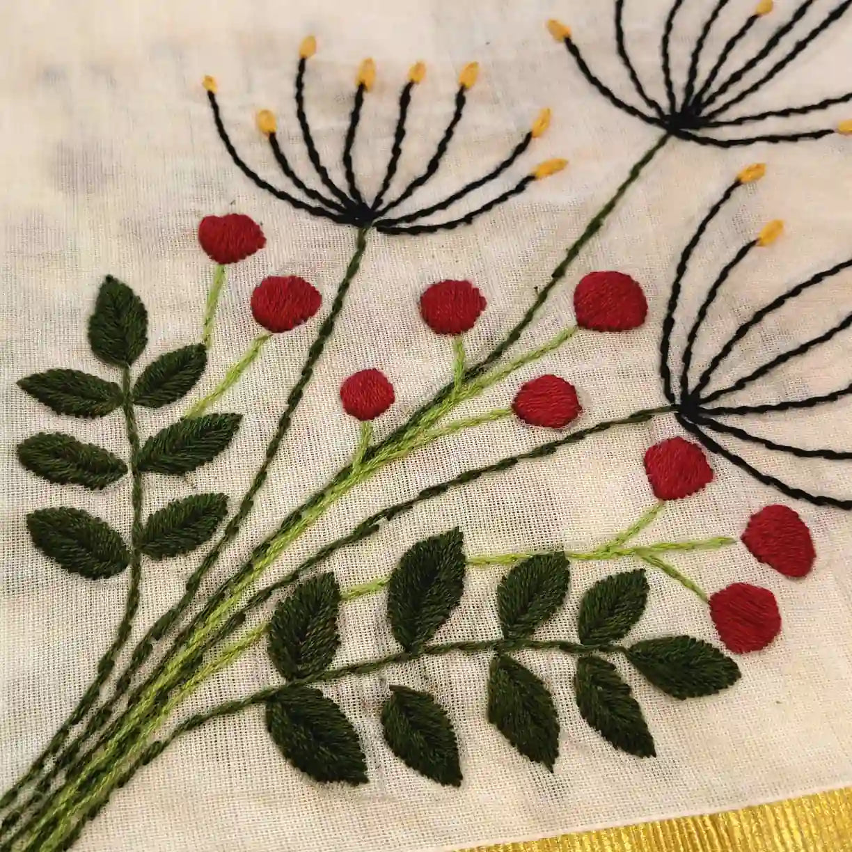 Elegant Hand-Embroidered Kerala Traditional Set Mundu