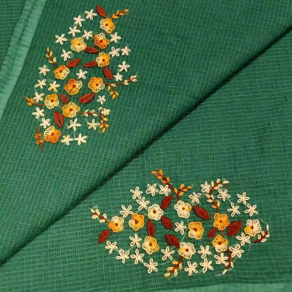 Gracefully Hand-Embroidered Pure Kota Drape