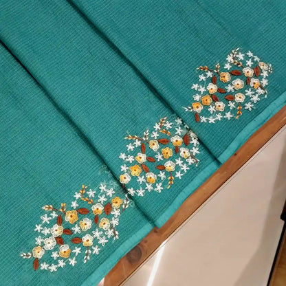 Gracefully Hand-Embroidered Pure Kota Drape