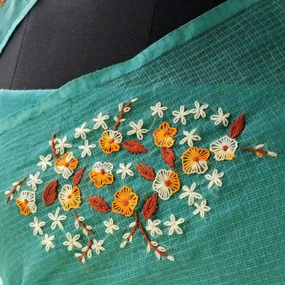 Gracefully Hand-Embroidered Pure Kota Drape