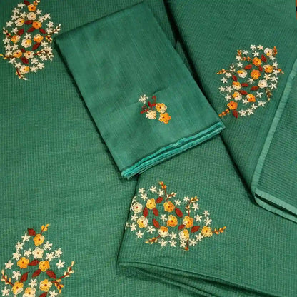 Gracefully Hand-Embroidered Pure Kota Drape