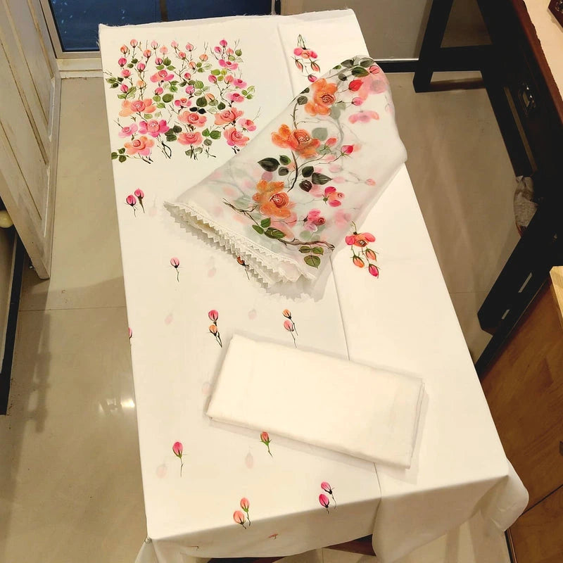 Wild Rose Whispers On Hand-painted Salwar Kameez