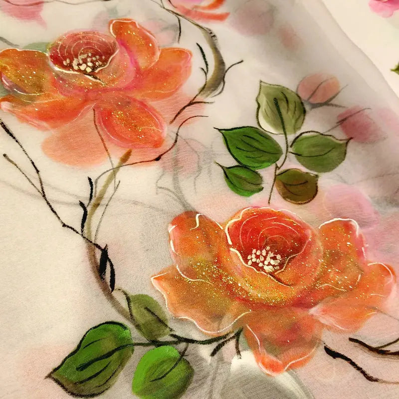 Wild Rose Whispers On Hand-painted Salwar Kameez