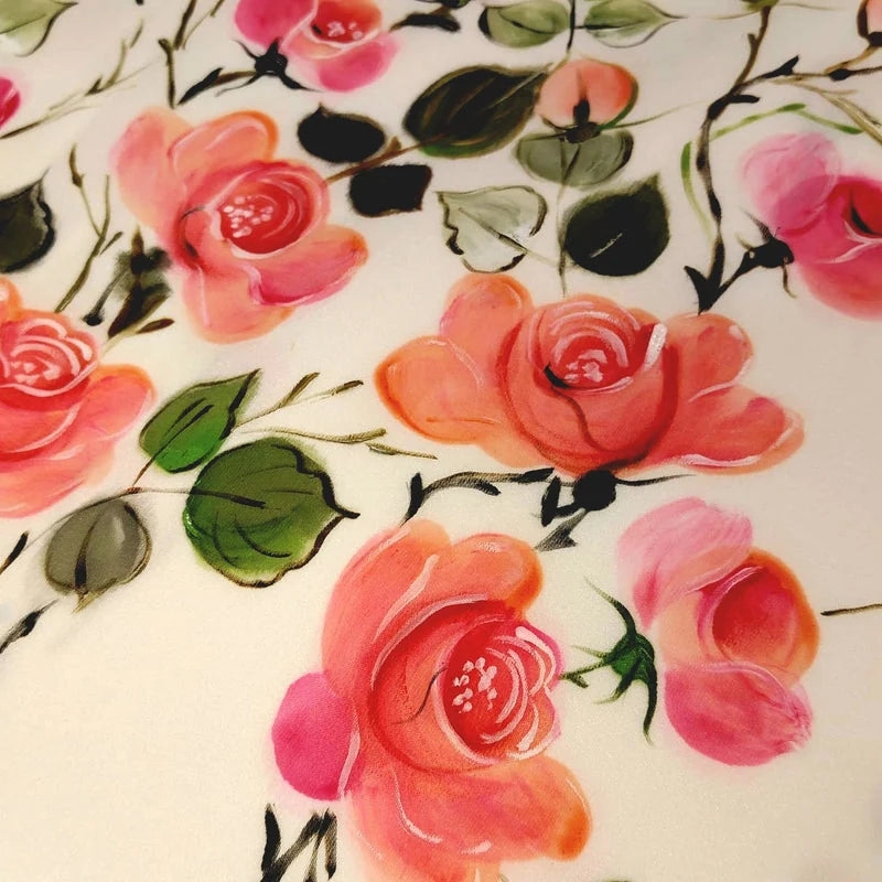 Wild Rose Whispers On Hand-painted Salwar Kameez